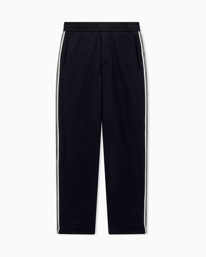 Trousers in cotton French terry with stripes and pockets