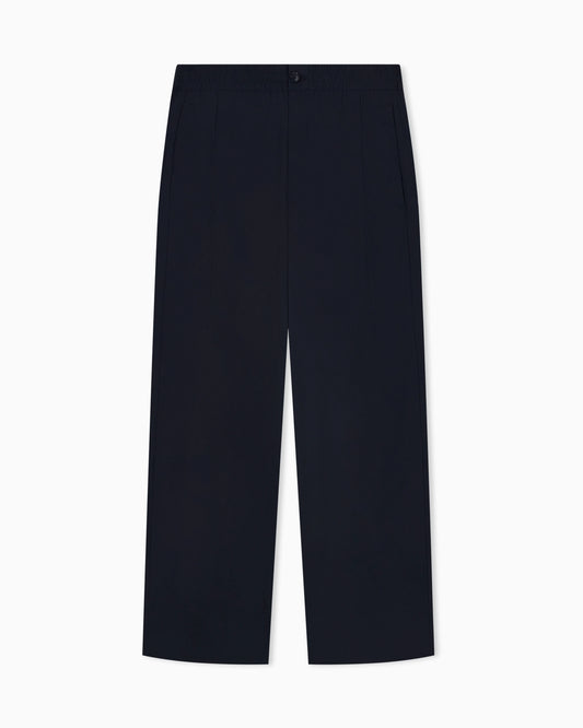 Regular fit cotton poplin trousers with elasticated waist