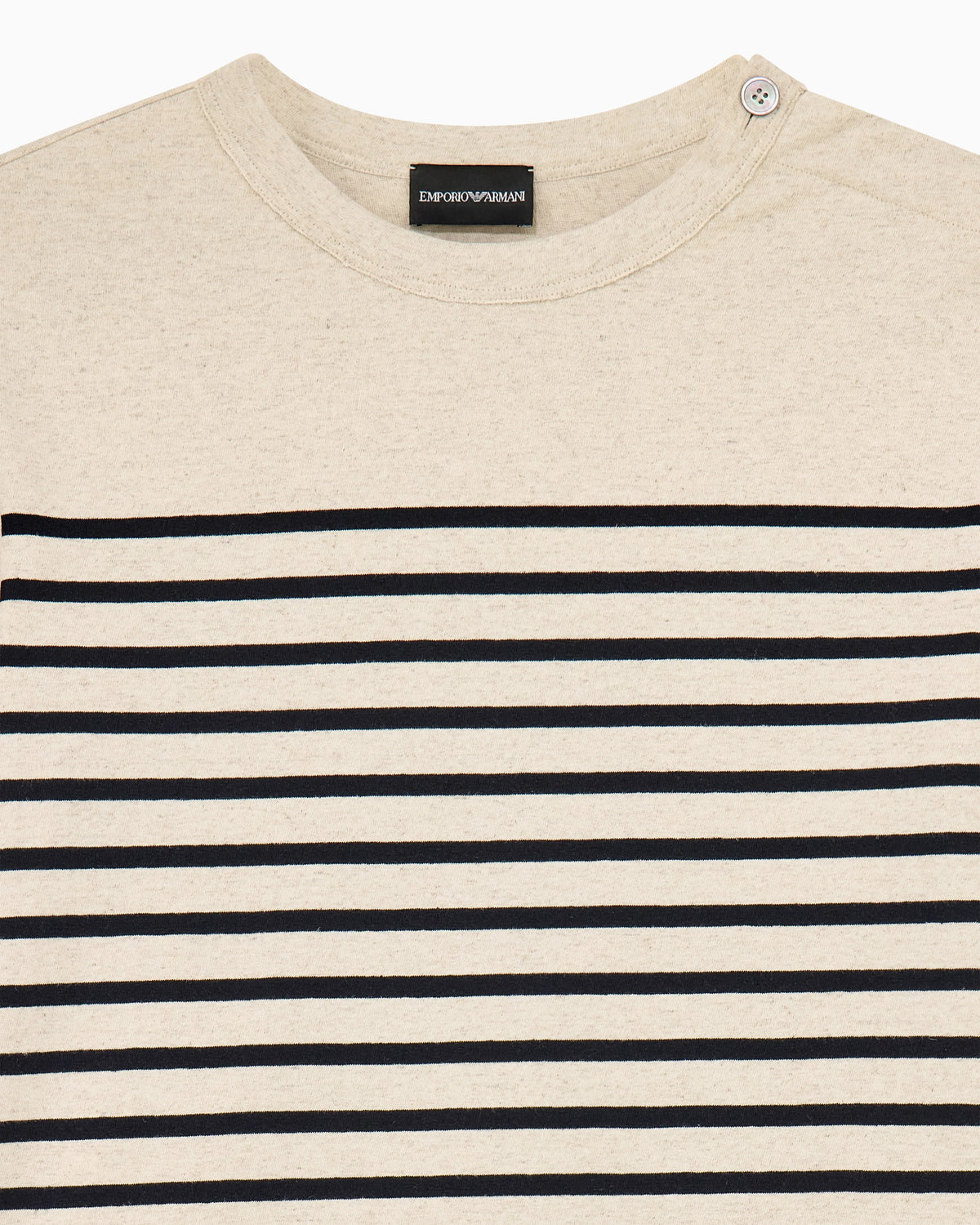 Jumper in striped cotton jersey with shoulder button