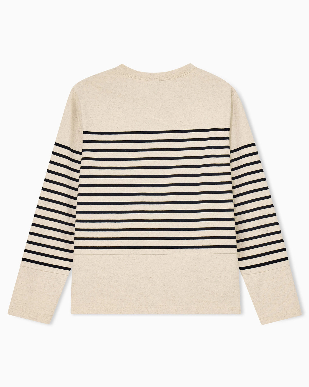 Jumper in striped cotton jersey with shoulder button