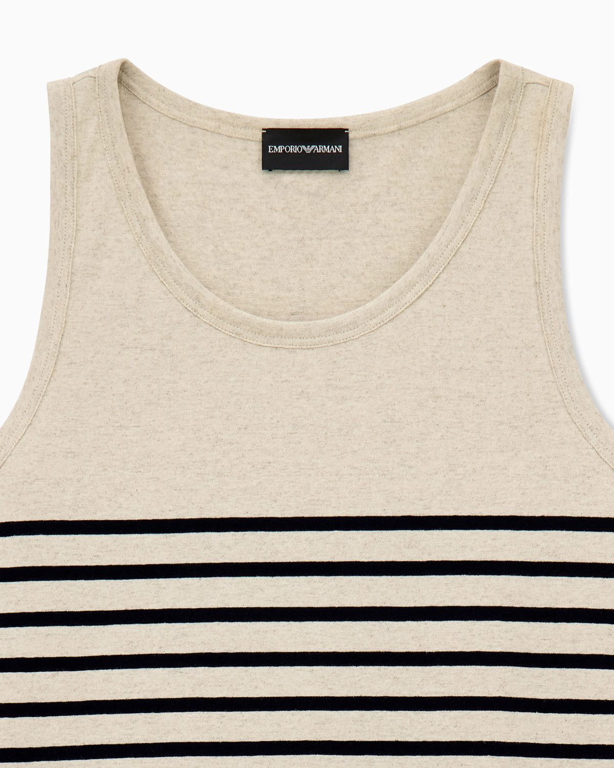 Tank top in cotton and linen jersey with horizontal stripes