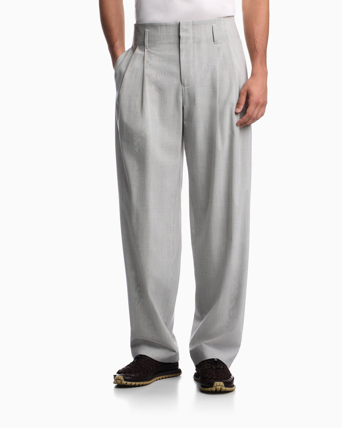 Striped trousers in stretch virgin wool