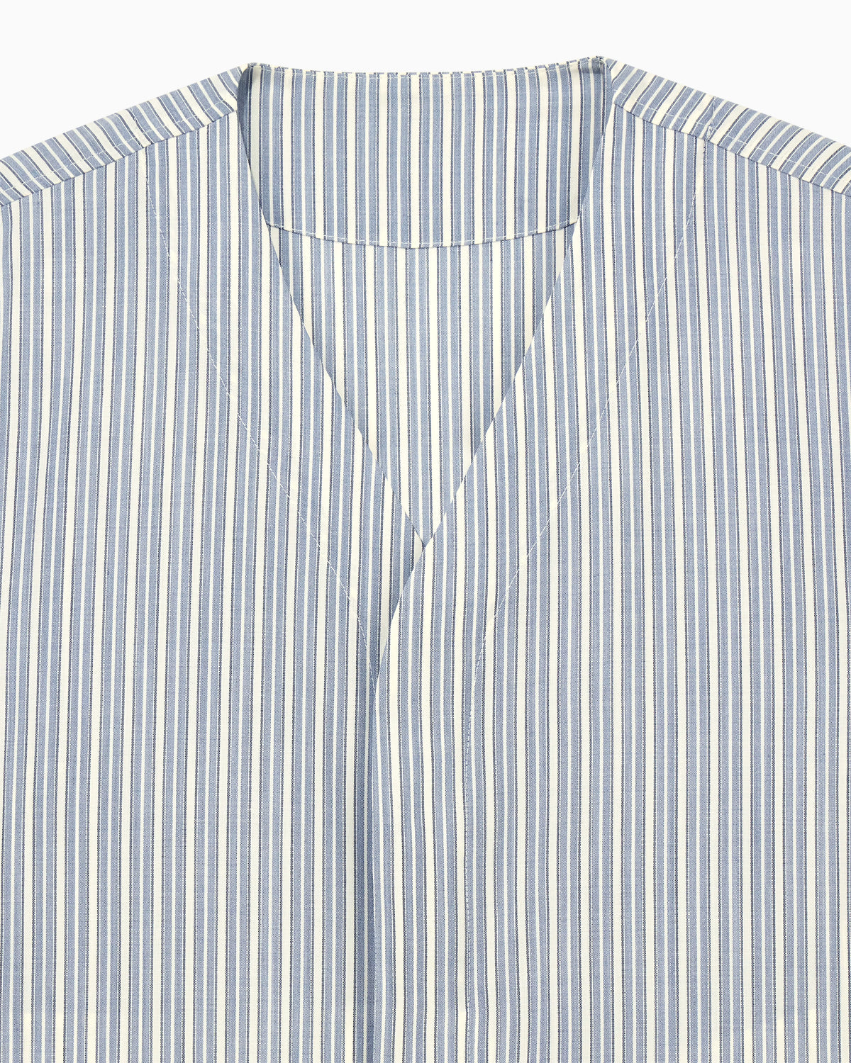 Blouson shirt in striped stretch virgin wool with V-neck