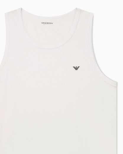 Cotton tank top with round neckline and embroidered logo