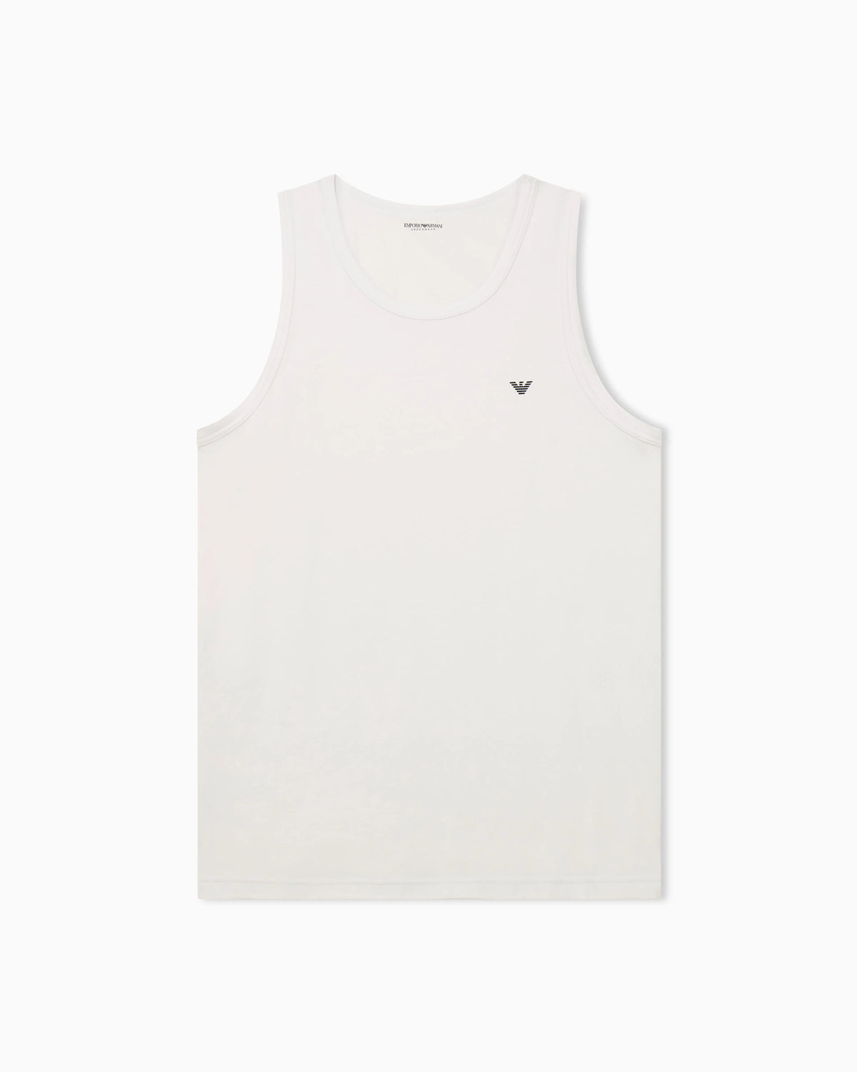 Cotton tank top with round neckline and embroidered logo