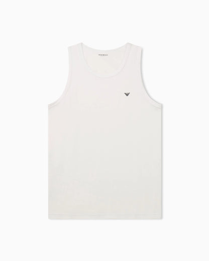 Cotton tank top with round neckline and embroidered logo