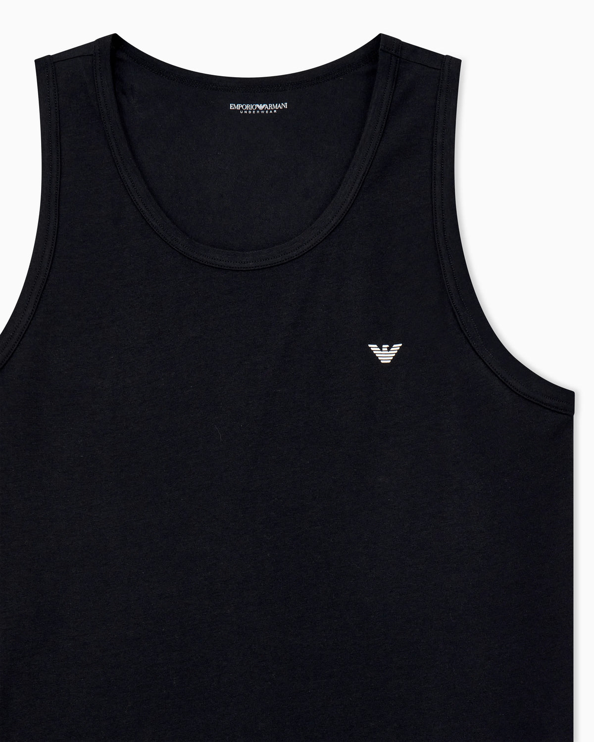 Cotton tank top with round neckline and embroidered logo