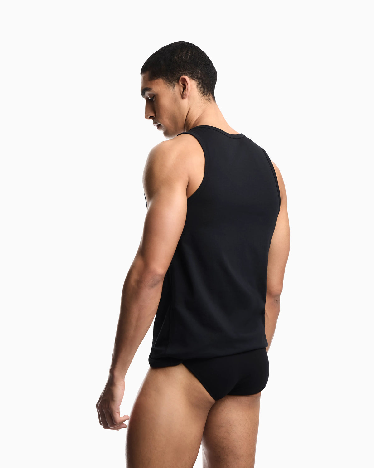 Cotton tank top with round neckline and embroidered logo