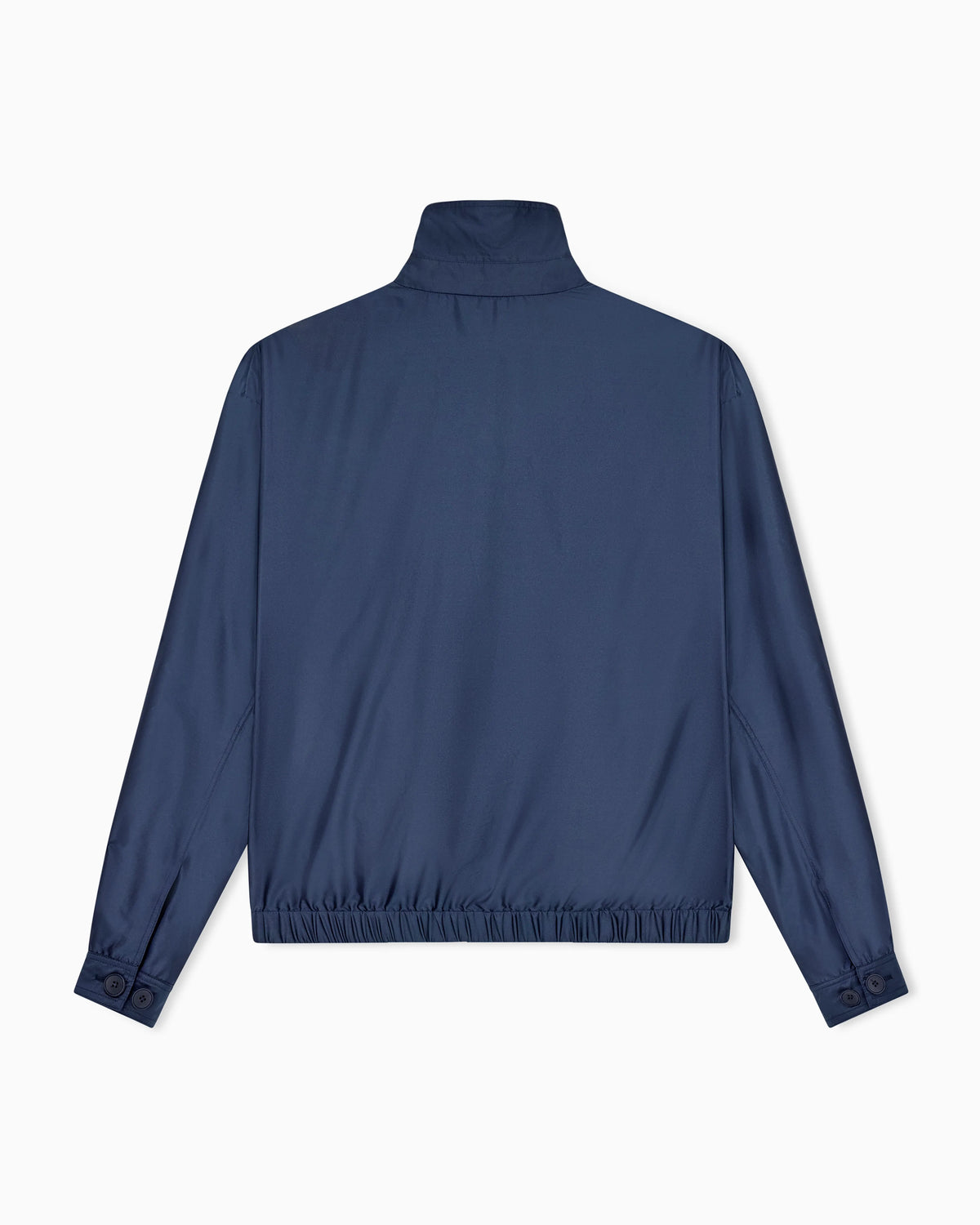Blouson jacket in satin effect silk with a high collar