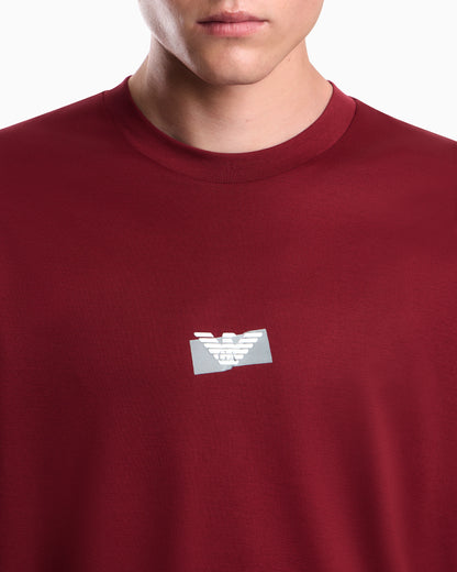 Jersey T-shirt in lyocell blend with embossed eagle and logo print