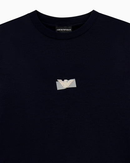 Jersey T-shirt in lyocell blend with embossed eagle and logo print