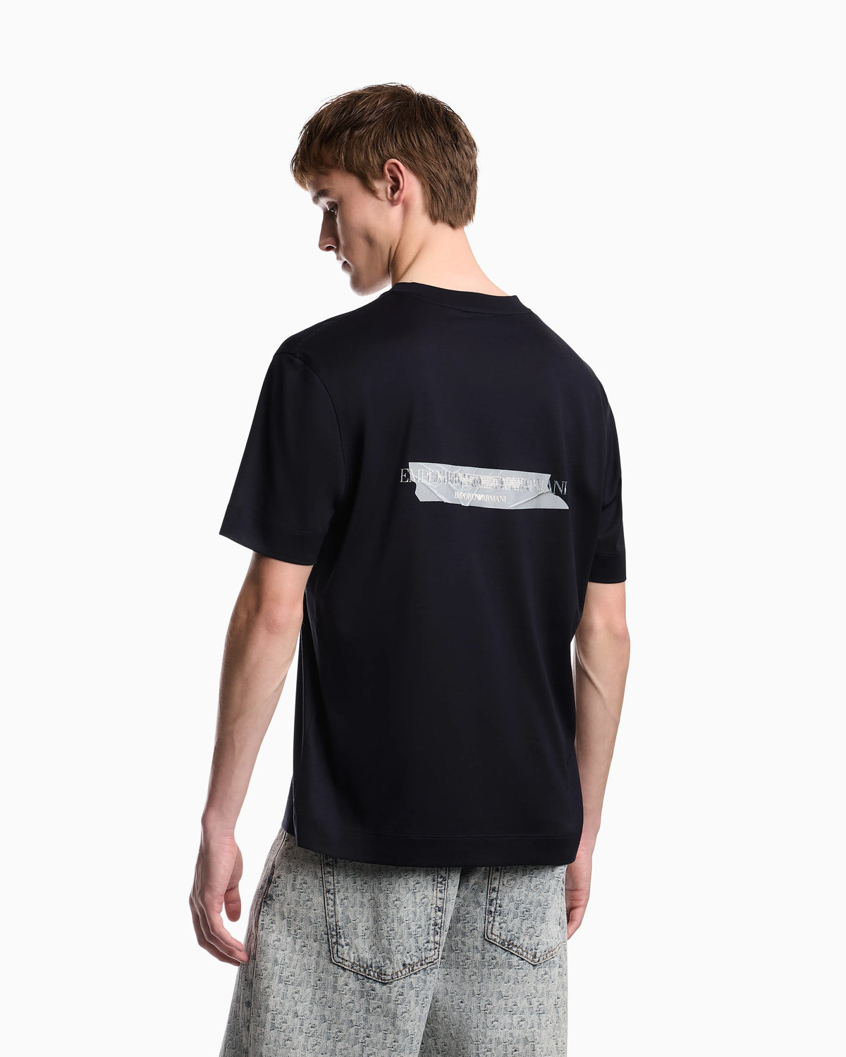 Jersey T-shirt in lyocell blend with embossed eagle and logo print