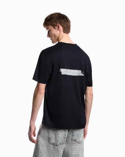 Jersey T-shirt in lyocell blend with embossed eagle and logo print
