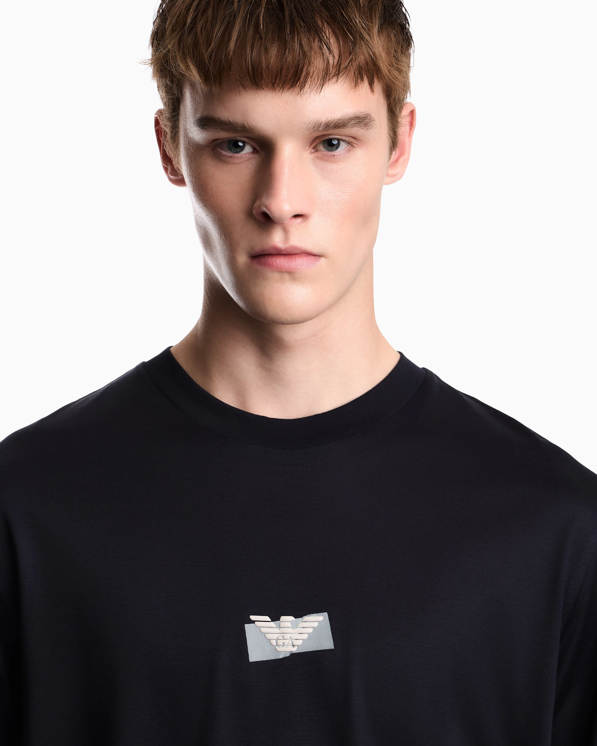 Jersey T-shirt in lyocell blend with embossed eagle and logo print