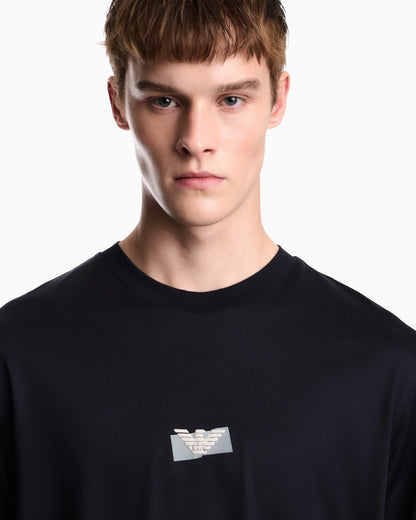 Jersey T-shirt in lyocell blend with embossed eagle and logo print