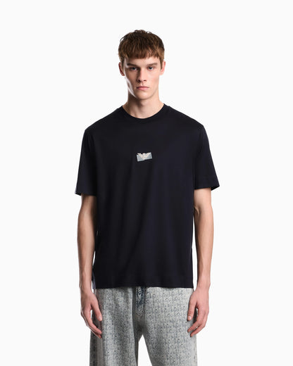 Jersey T-shirt in lyocell blend with embossed eagle and logo print