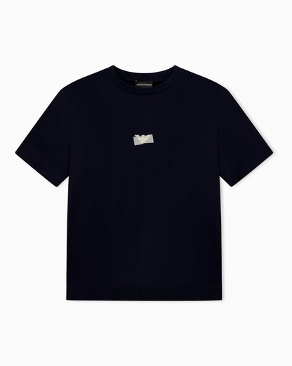 Jersey T-shirt in lyocell blend with embossed eagle and logo print