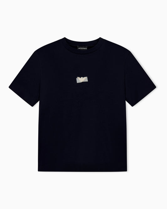 Jersey T-shirt in lyocell blend with embossed eagle and logo print