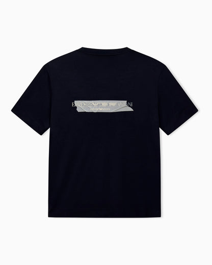 Jersey T-shirt in lyocell blend with embossed eagle and logo print