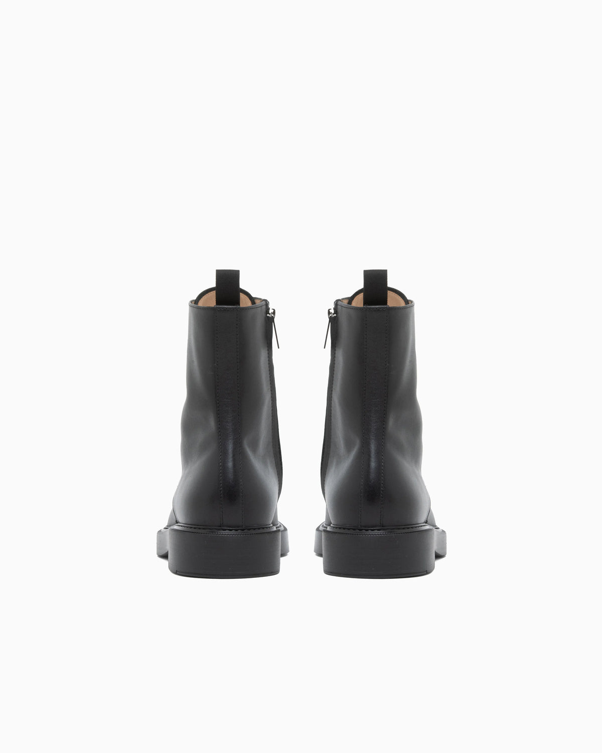 Smooth leather lace-up combat boots with side zipper