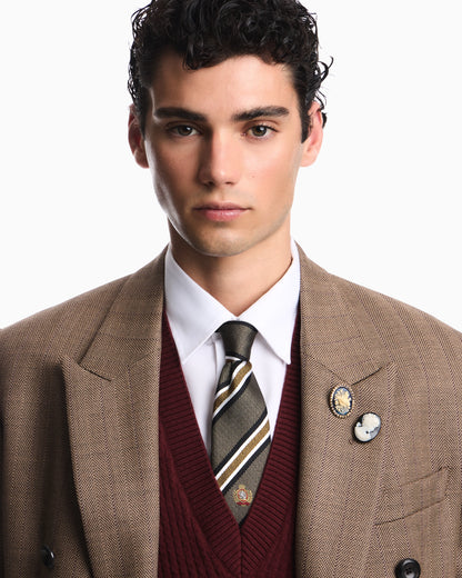 Lined blazer in herringbone virgin wool