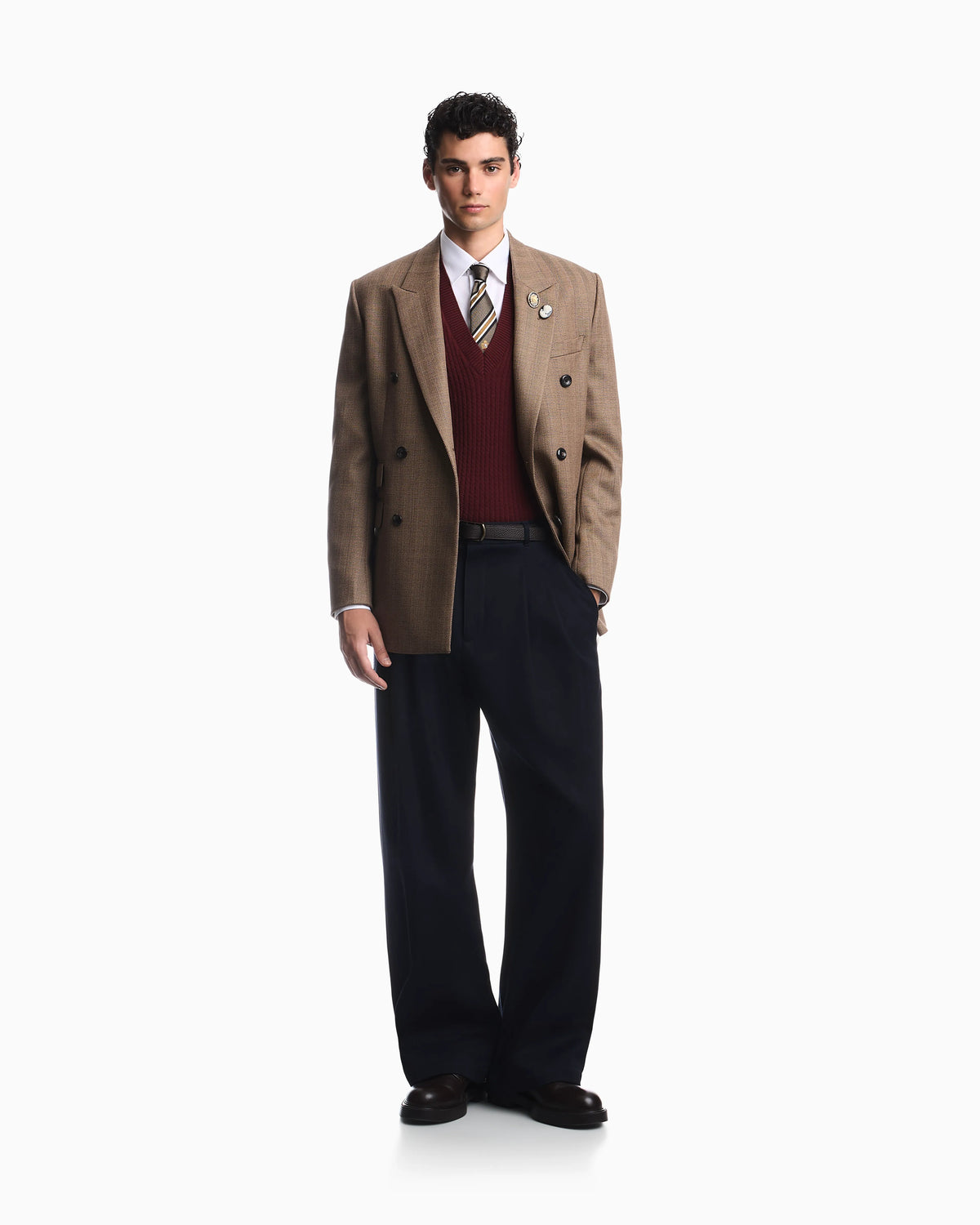 Lined blazer in herringbone virgin wool