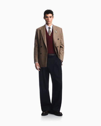 Lined blazer in herringbone virgin wool
