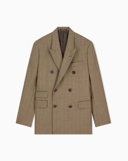 Lined blazer in herringbone virgin wool