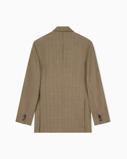 Lined blazer in herringbone virgin wool