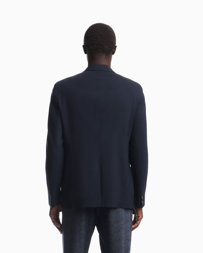 Half-lined blazer in stretch wool plain weave