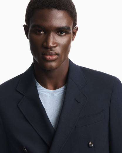 Half-lined blazer in stretch wool plain weave