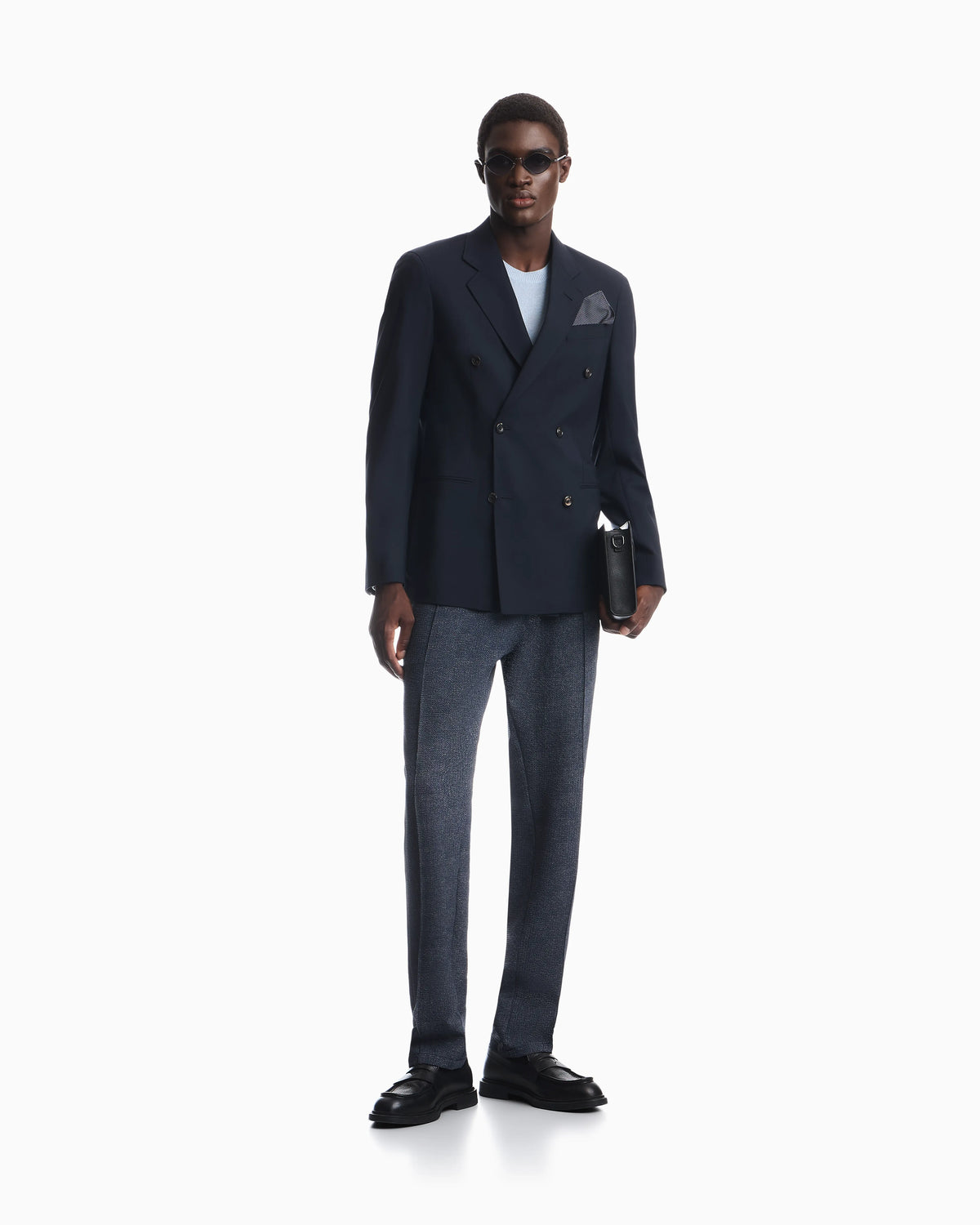 Half-lined blazer in stretch wool plain weave