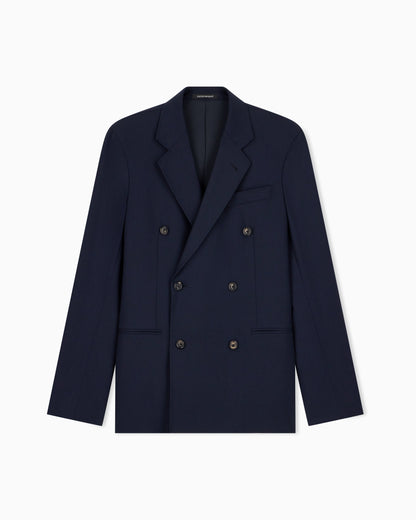 Half-lined blazer in stretch wool plain weave