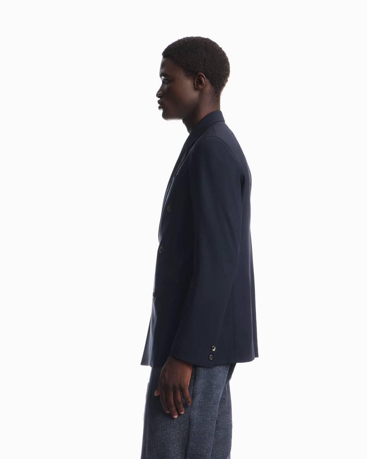 Half-lined blazer in stretch wool plain weave