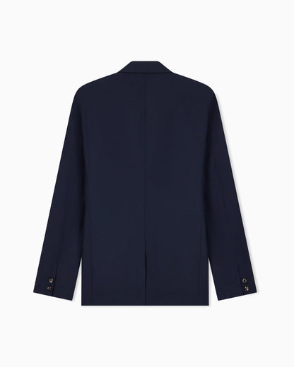 Half-lined blazer in stretch wool plain weave