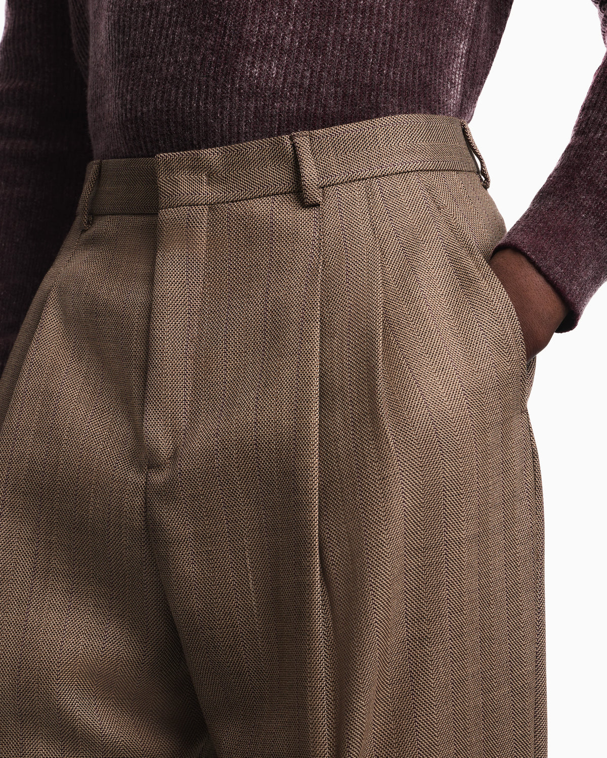 Herringbone trousers in virgin wool