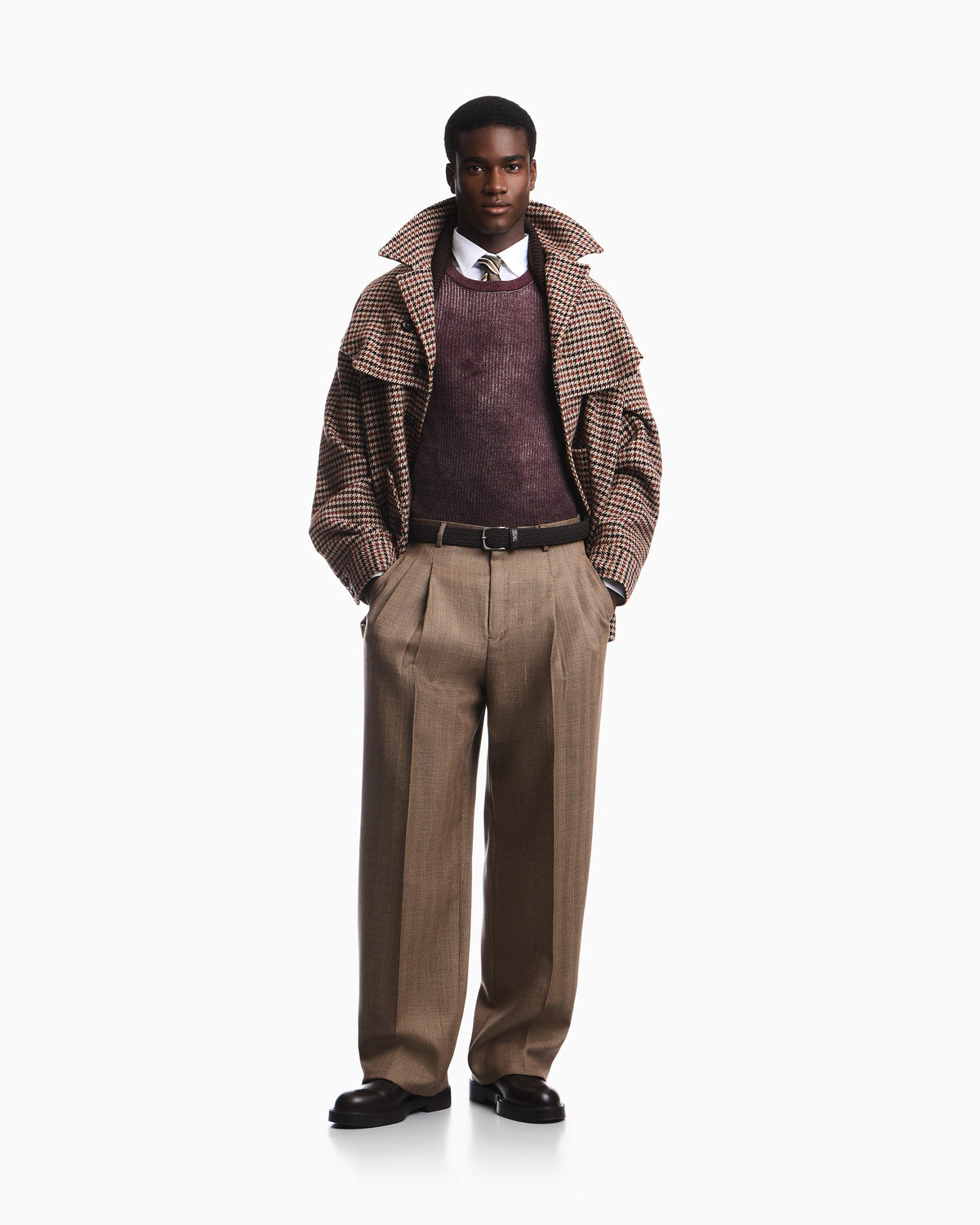 Herringbone trousers in virgin wool