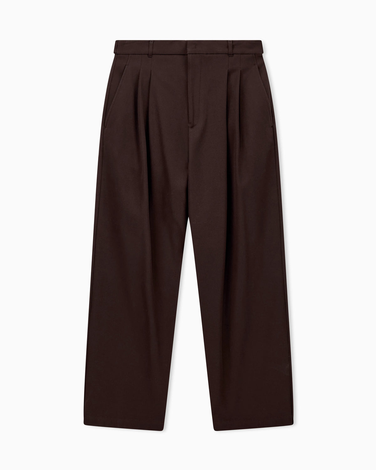 Pleated cotton trousers with a high waist and straight leg