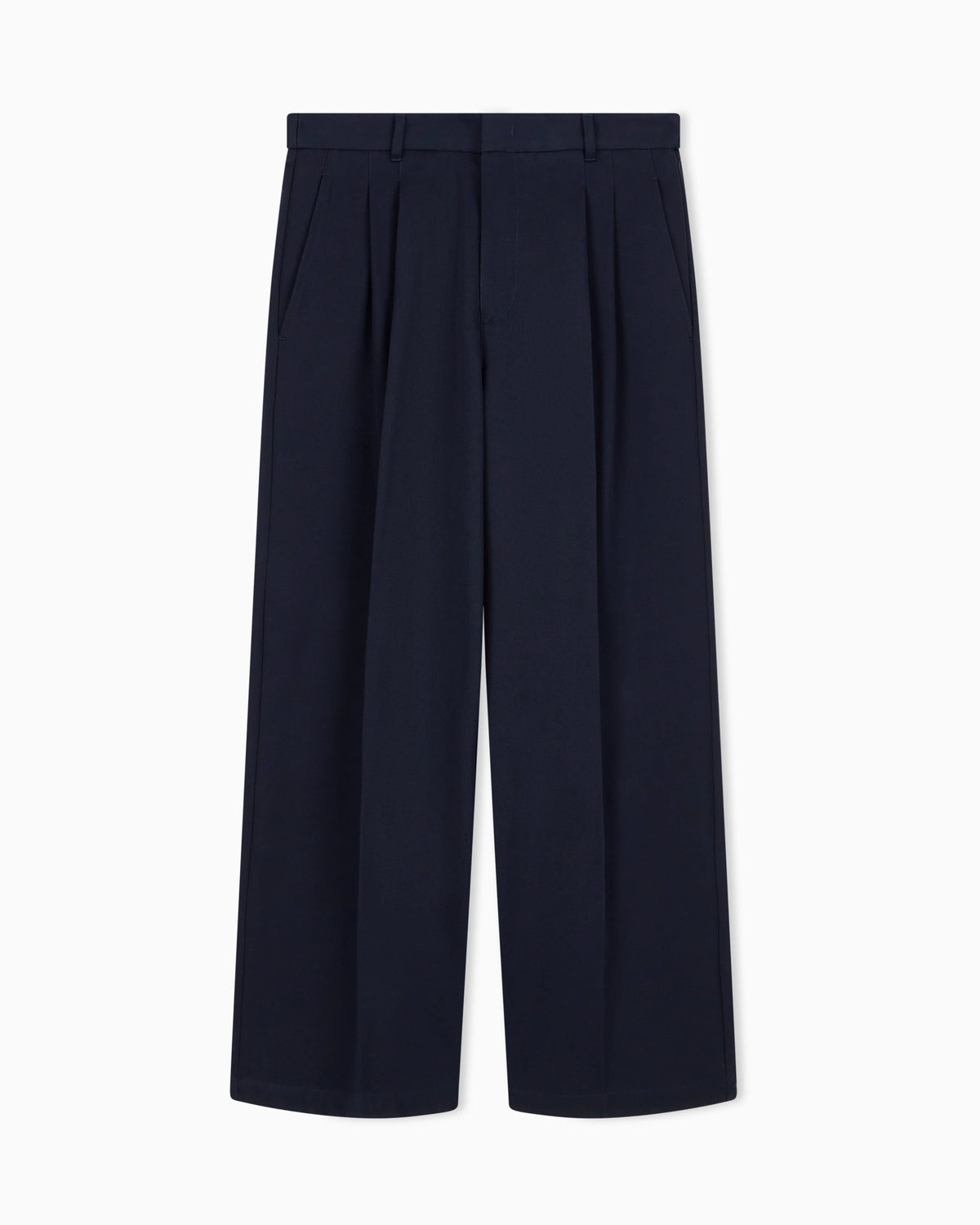 Pleated cotton trousers with a high waist and straight leg