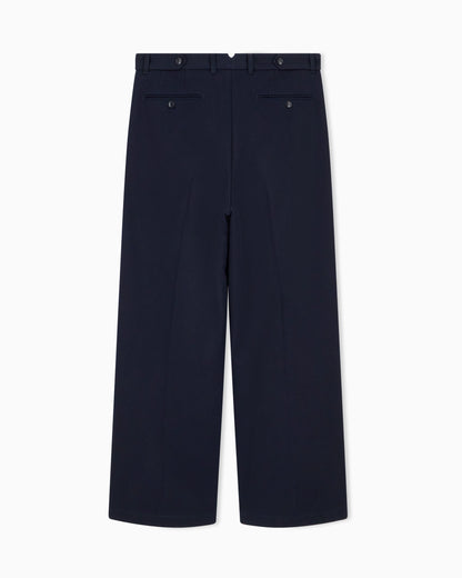 Pleated cotton trousers with a high waist and straight leg