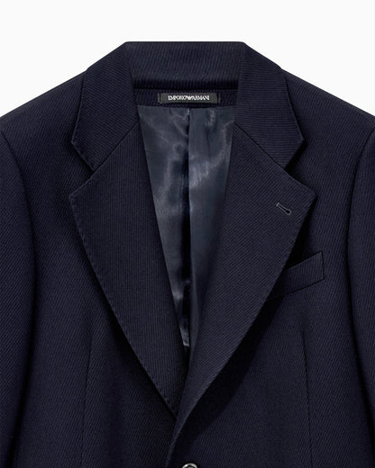 Single-breasted overcoat in virgin wool tricotine