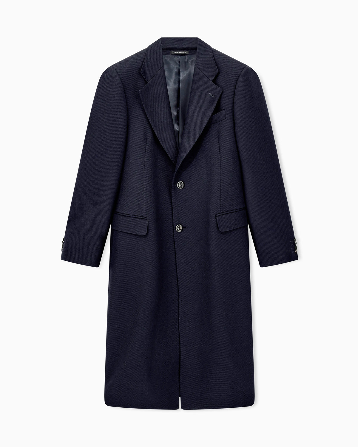 Single-breasted overcoat in virgin wool tricotine