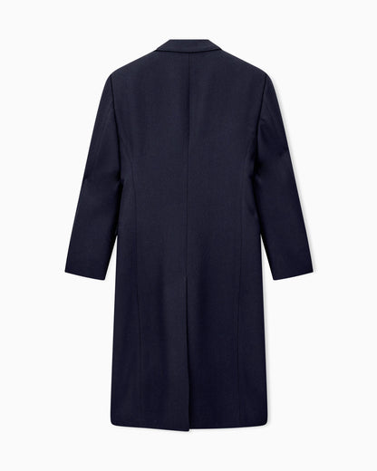 Single-breasted overcoat in virgin wool tricotine
