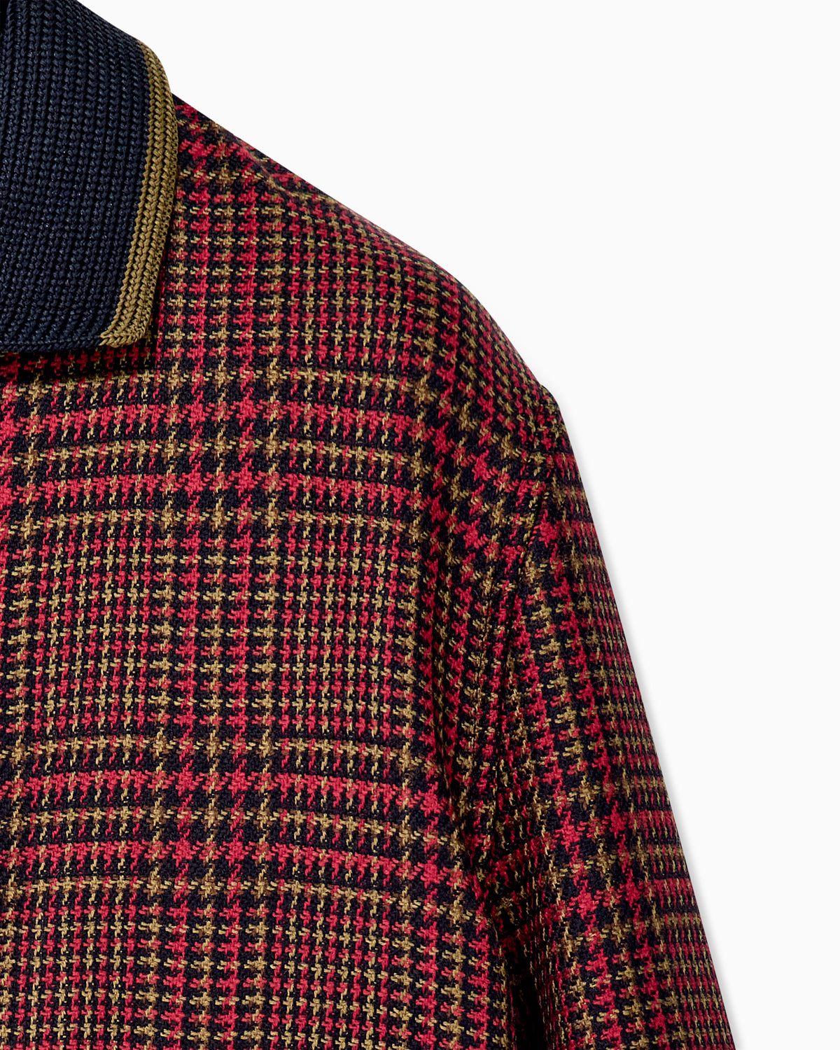 Bomber jacket in virgin wool tweed with ribbed edges