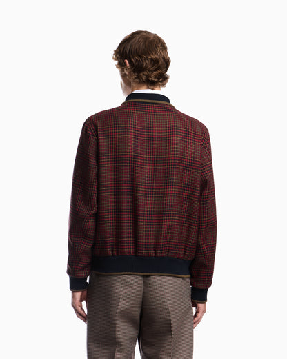 Bomber jacket in virgin wool tweed with ribbed edges
