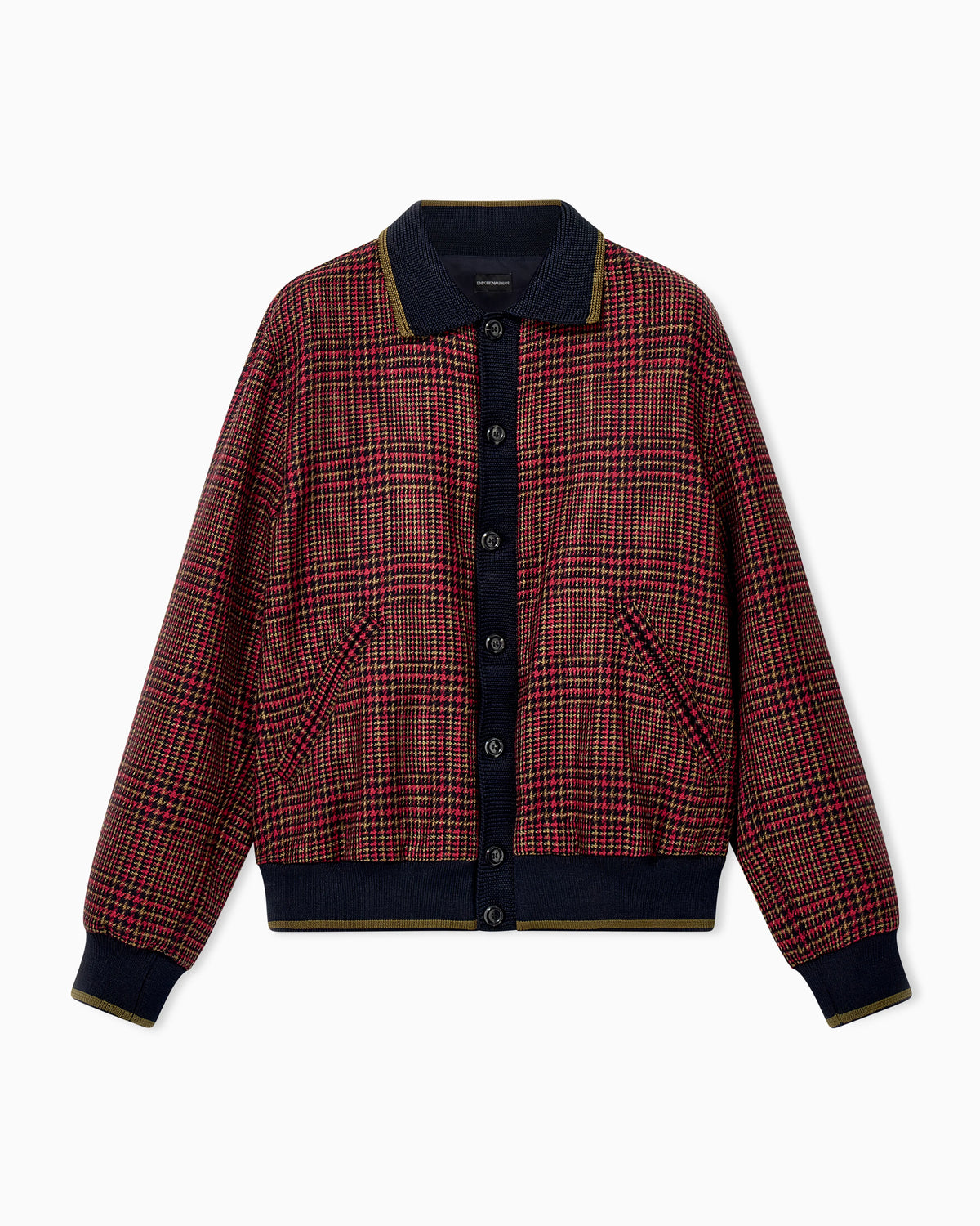 Bomber jacket in virgin wool tweed with ribbed edges
