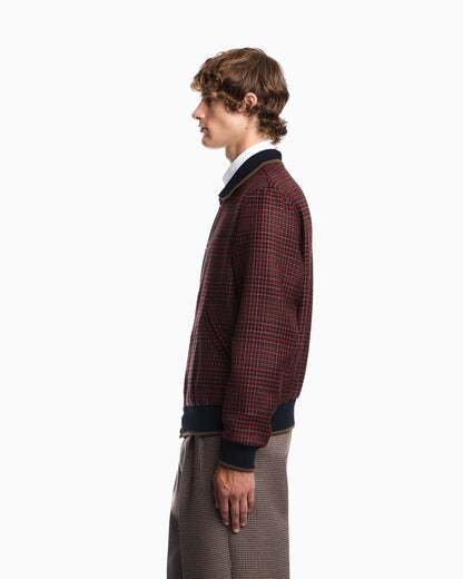Bomber jacket in virgin wool tweed with ribbed edges