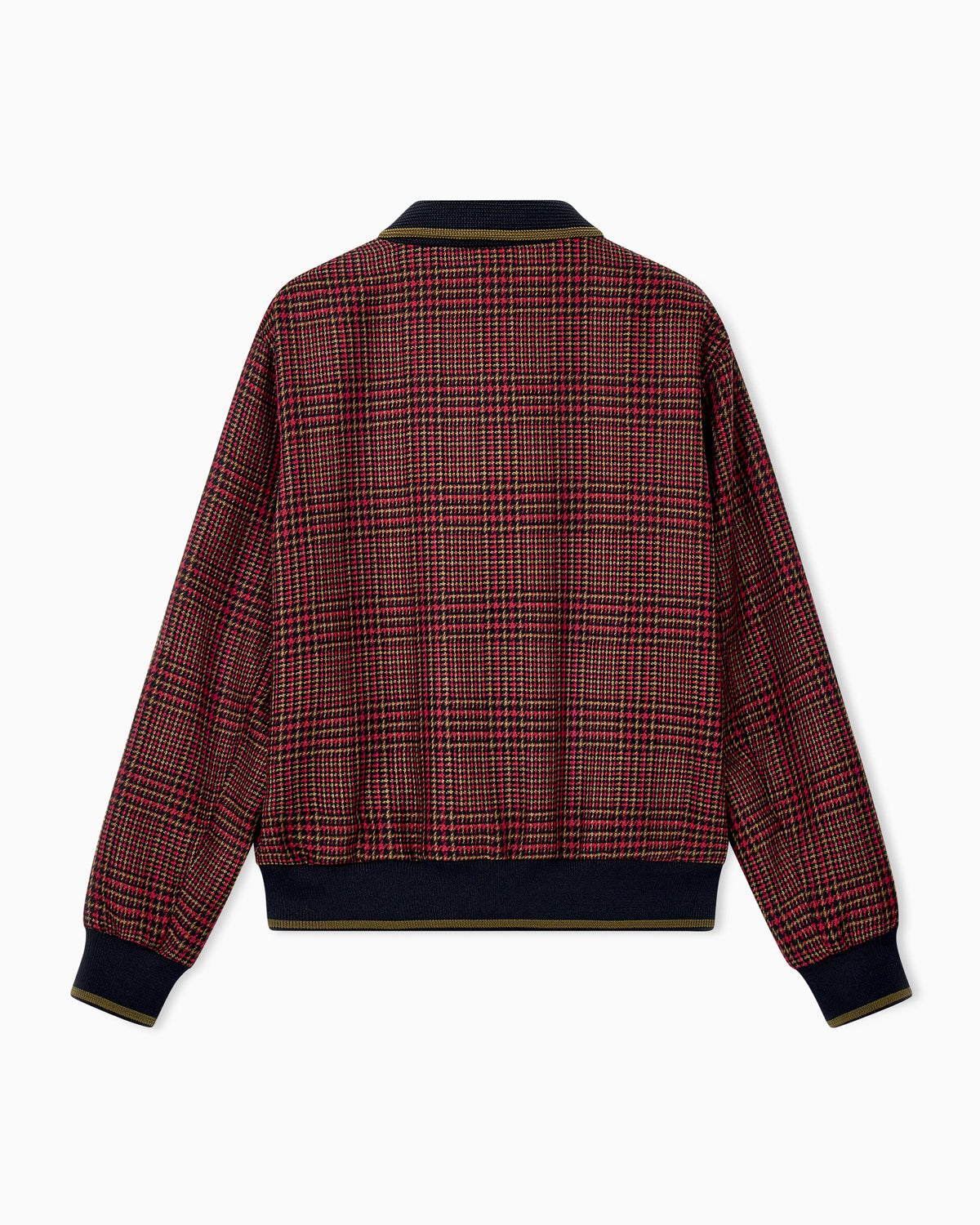 Bomber jacket in virgin wool tweed with ribbed edges