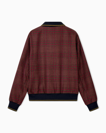 Bomber jacket in virgin wool tweed with ribbed edges