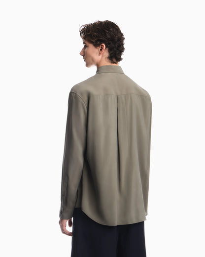 Viscose long-sleeve shirt with a chest pocket